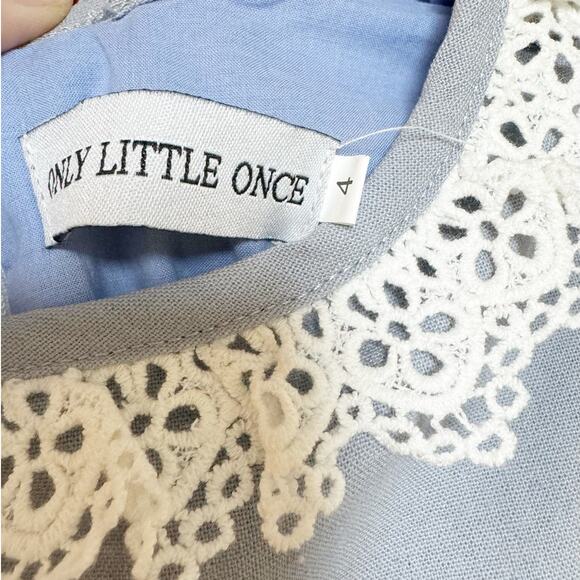 Only Little Once OLO Girls Tie Back Dress Blue with White Trim 4 - Picture 6 of 9